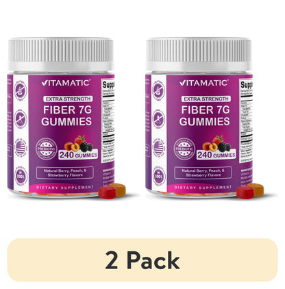 Prebiotic Fiber Gummies for Adults, 7G Extra Strength, Zero Sugar Added, 240 Pectin Based Gummies, Digestive Health & Regularity Support