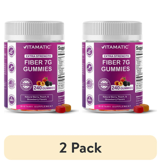 Prebiotic Fiber Gummies for Adults, 7G Extra Strength, Zero Sugar Added, 240 Pectin Based Gummies, Digestive Health & Regularity Support