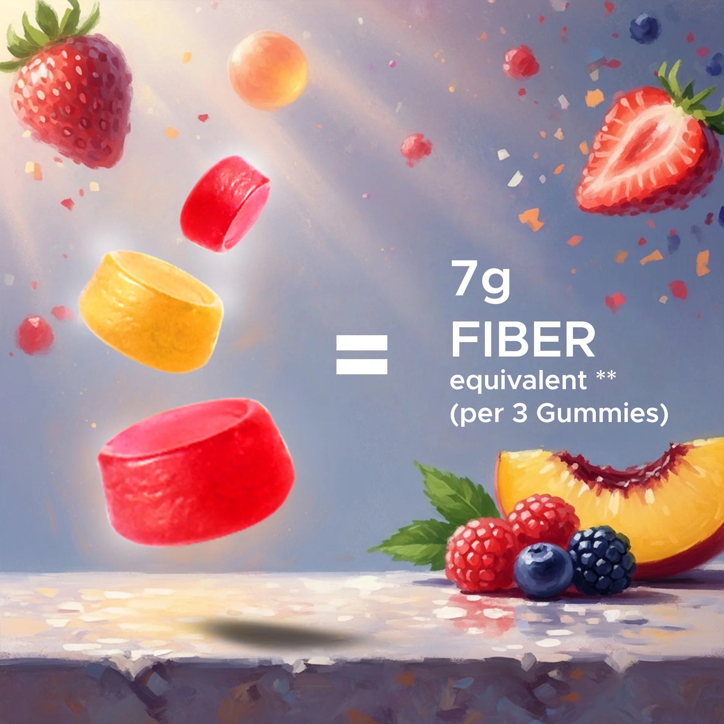 Prebiotic Fiber Gummies for Adults, 7G Extra Strength, Zero Sugar Added, 240 Pectin Based Gummies, Digestive Health & Regularity Support